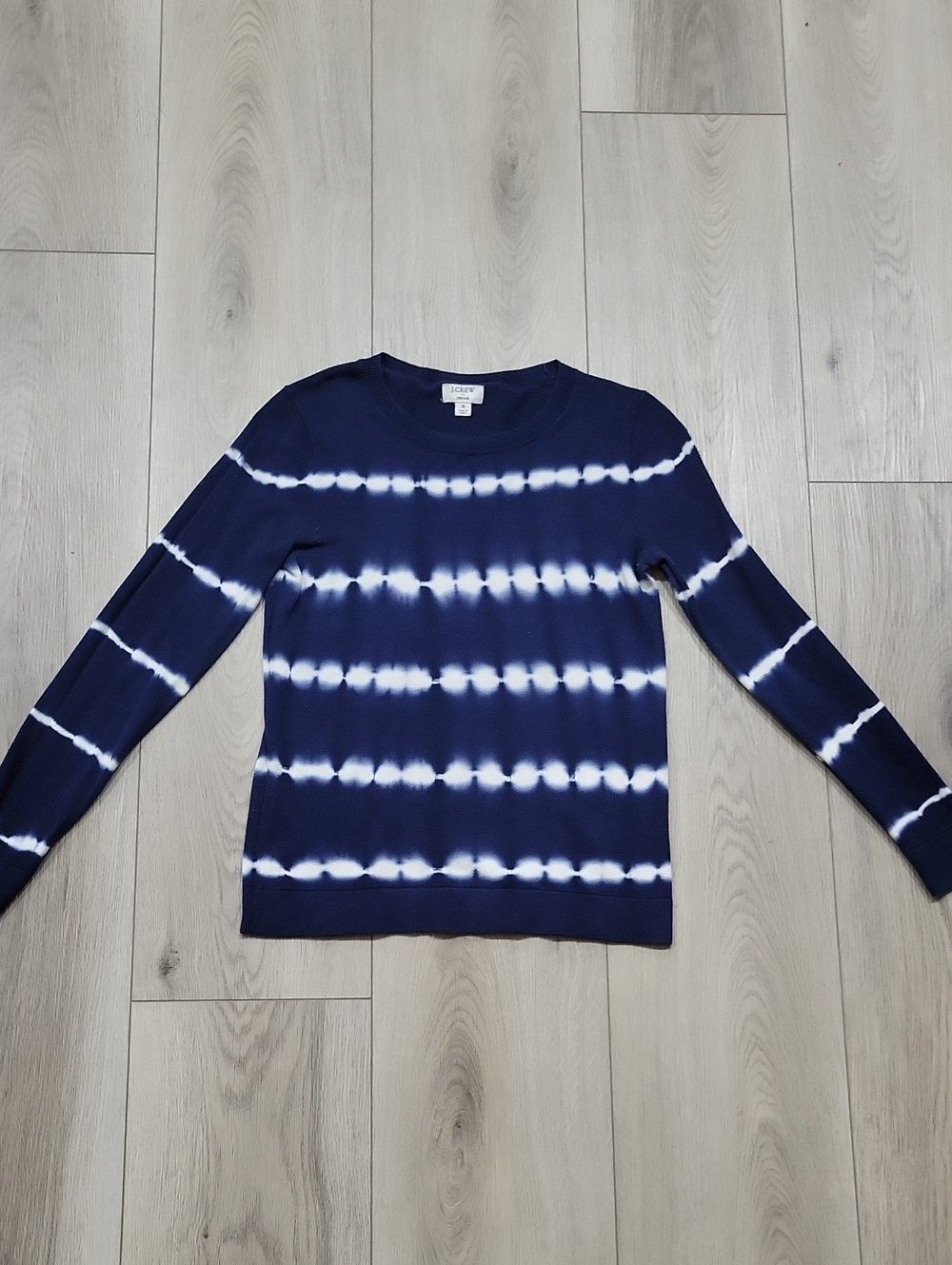 J. Crew Men’s Navy and White Tie-Dye Crewneck Sweater